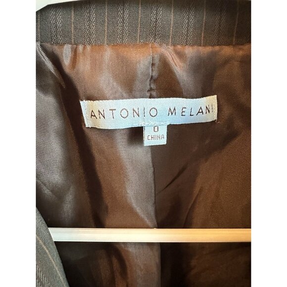 Antonio Melani Blazer‎ Jacket Women 0 Brown Gold Pinstripe Party Career Workwear - Picture 2 of 9